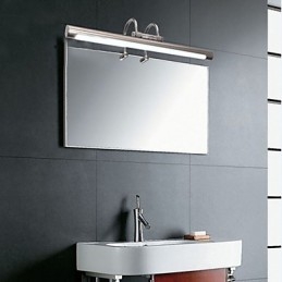 Applique da bagno a specchio in acciaio inox e acrilico LED bianco freddo/caldo 57x13,5x15 cm