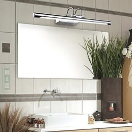 Applique da bagno a specchio in acciaio inox e acrilico LED bianco freddo/caldo 57x13,5x15 cm
