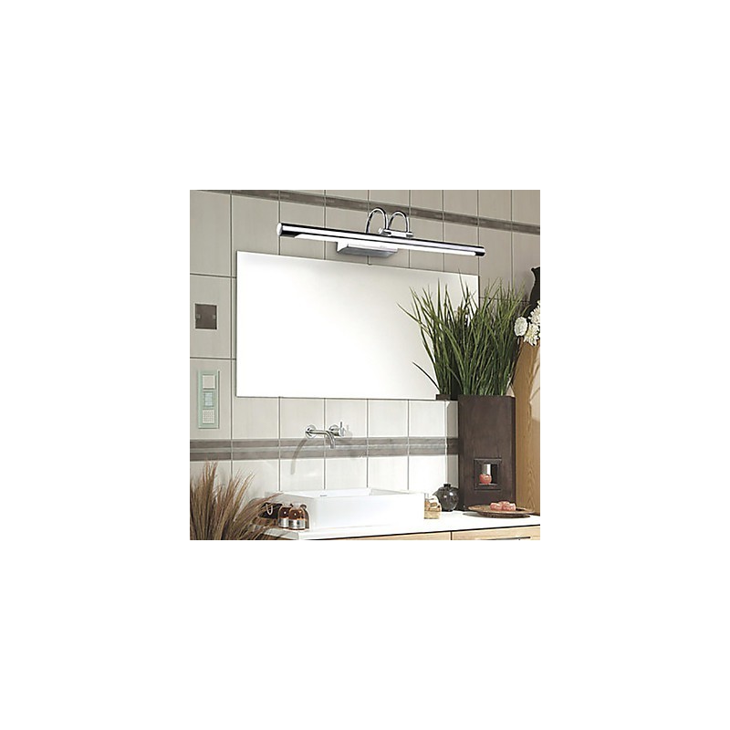 Applique da bagno a specchio in acciaio inox e acrilico LED bianco freddo/caldo 57x13,5x15 cm