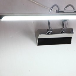 Applique da bagno a specchio in acciaio inox e acrilico LED bianco freddo/caldo 57x13,5x15 cm