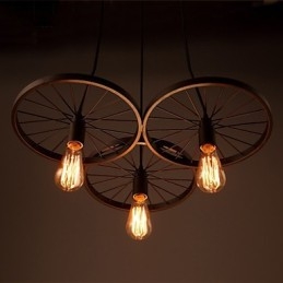 Lampadario retrò industriale americano in ferro battuto multicolore 56 cm