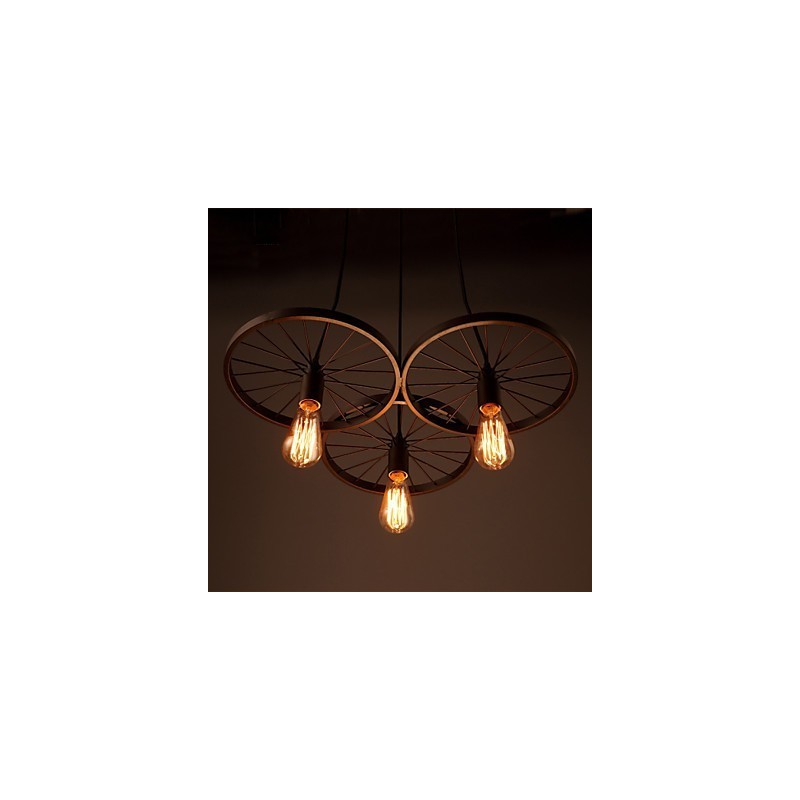 Lampadario retrò industriale americano in ferro battuto multicolore 56 cm