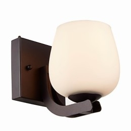 Applique da parete moderna in ferro nero con paralume in vetro bianco
