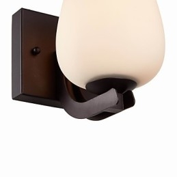 Applique da parete moderna in ferro nero con paralume in vetro bianco