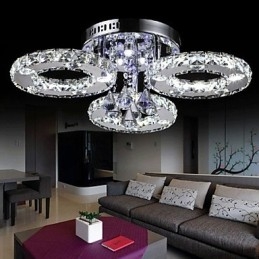 Plafoniera a filo moderna contemporanea in cristallo cromo LED integrato 62 cm