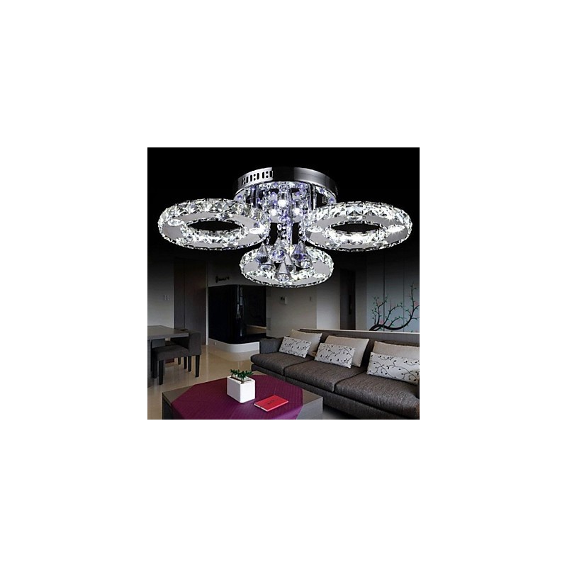 Plafoniera a filo moderna contemporanea in cristallo cromo LED integrato 62 cm