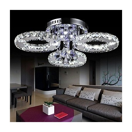 Plafoniera a filo moderna contemporanea in cristallo cromo LED integrato 62 cm