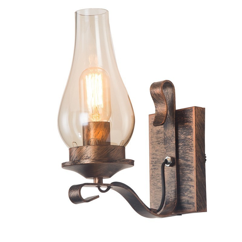 Applique da parete in vetro nordico rustico retrò per camera da letto