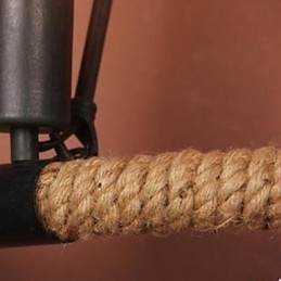 Applique da parete semicerchio in corda di canapa nera 40 cm