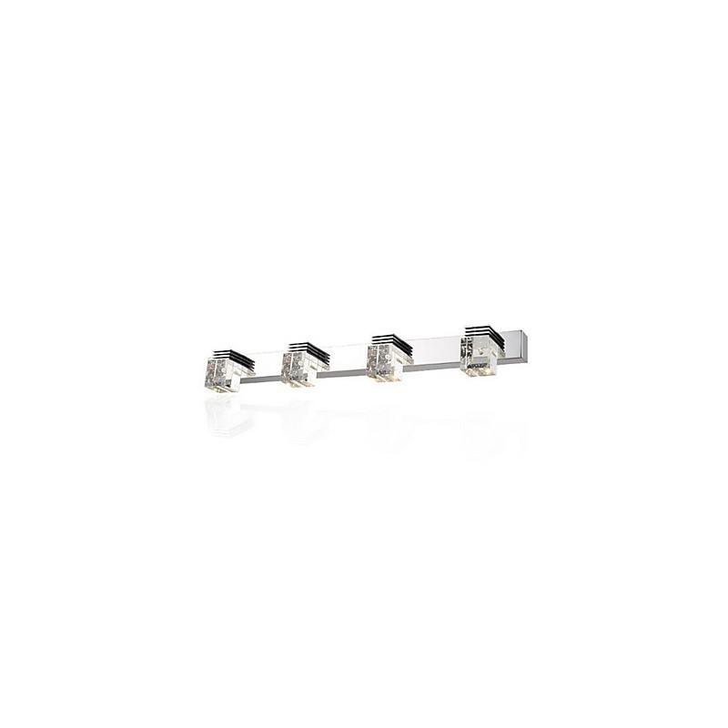 Applique da parete moderna per bagno LED in acciaio inox 4 luci trasparente