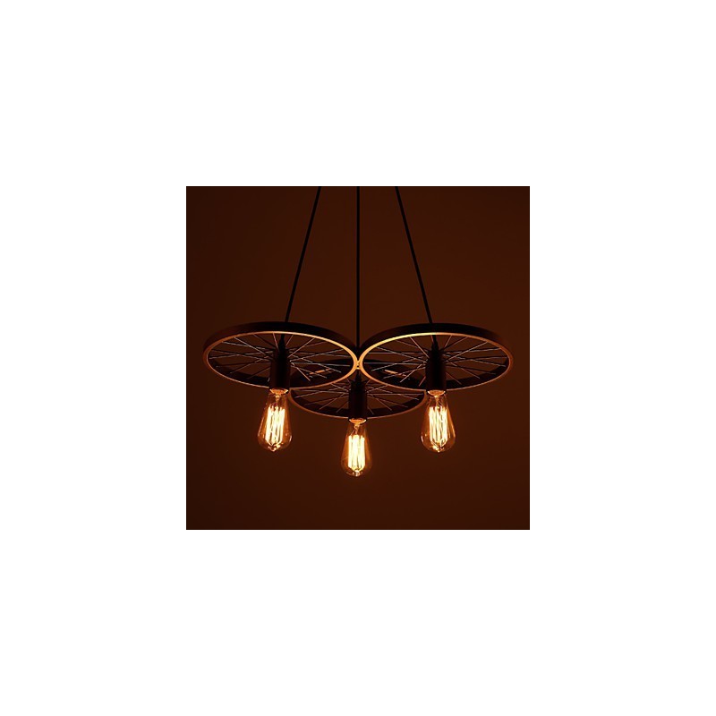 Lampadario retrò industriale americano in ferro battuto multicolore 56 cm