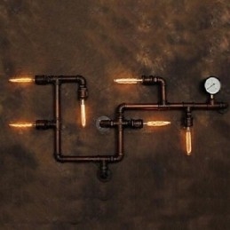 Applique da parete rustica Lodge in metallo marrone 6 luci