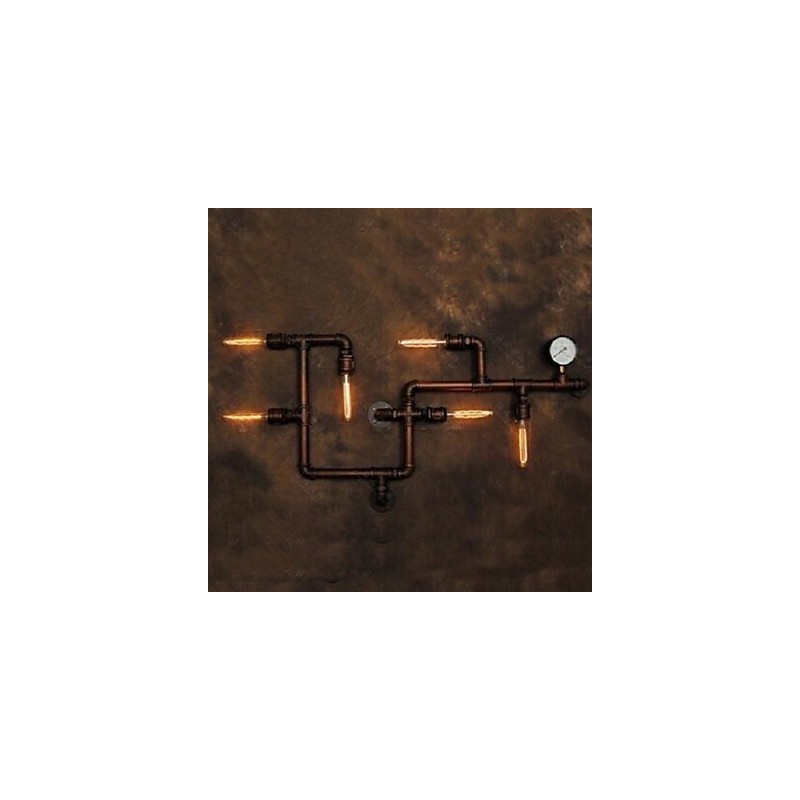 Applique da parete rustica Lodge in metallo marrone 6 luci