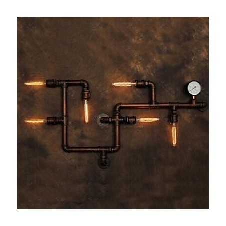 Applique da parete rustica Lodge in metallo marrone 6 luci