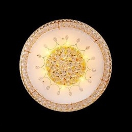 Plafoniera rotonda in cristallo trasparente e oro, 80 cm, 15 lampadine, montaggio a filo