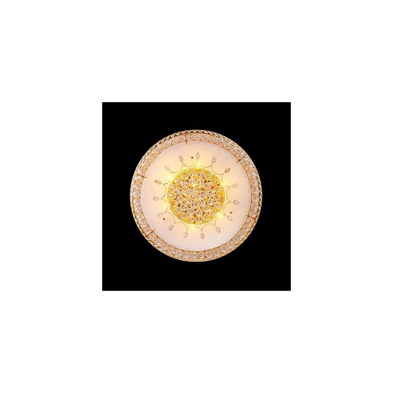 Plafoniera rotonda in cristallo trasparente e oro, 80 cm, 15 lampadine, montaggio a filo