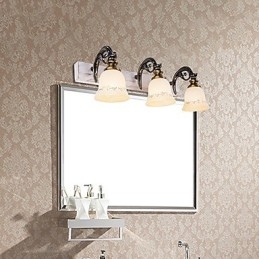 Applique da parete per bagno moderna in metallo e vetro beige
