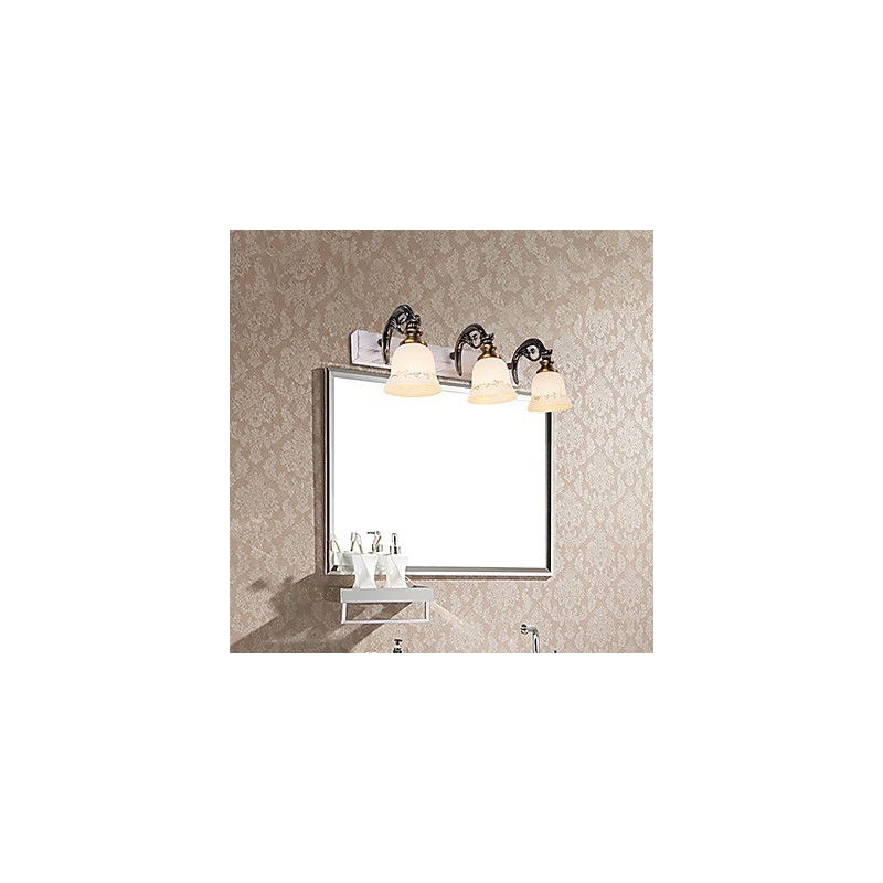 Applique da parete per bagno moderna in metallo e vetro beige