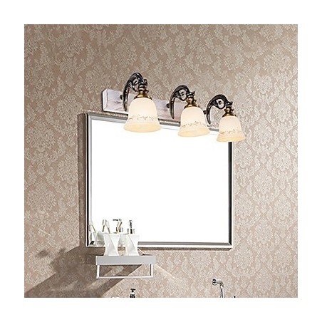 Applique da parete per bagno moderna in metallo e vetro beige