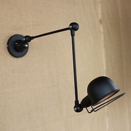 Applique da parete moderna in metallo nero con braccio oscillante, lampadina inclusa