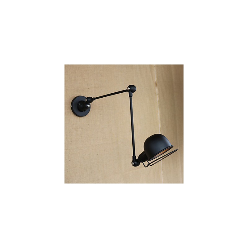 Applique da parete moderna in metallo nero con braccio oscillante, lampadina inclusa
