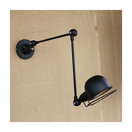 Applique da parete moderna in metallo nero con braccio oscillante, lampadina inclusa