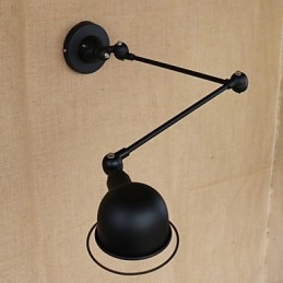 Applique da parete moderna in metallo nero con braccio oscillante, lampadina inclusa