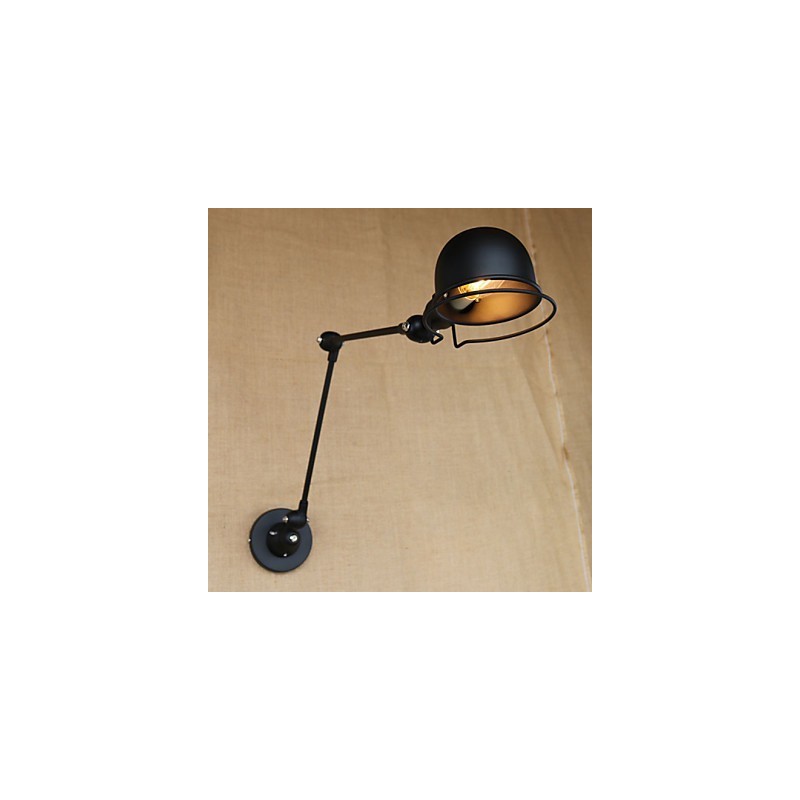 Applique da parete moderna in metallo nero con braccio oscillante, lampadina inclusa