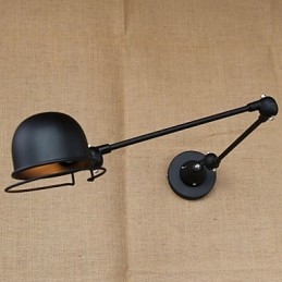 Applique da parete moderna in metallo nero con braccio oscillante, lampadina inclusa