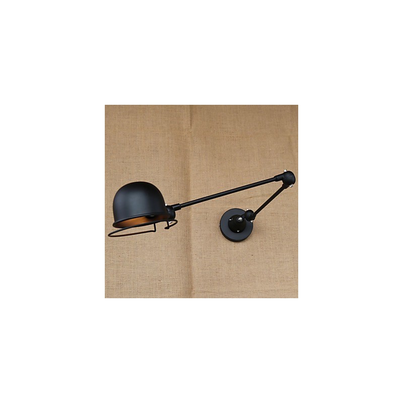Applique da parete moderna in metallo nero con braccio oscillante, lampadina inclusa