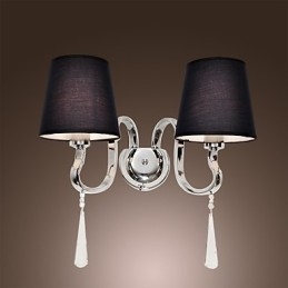 Applique da parete classica in cristallo, cromo, 2 lampadine E26/E27
