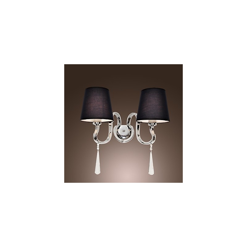 Applique da parete classica in cristallo, cromo, 2 lampadine E26/E27