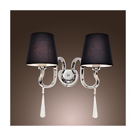 Applique da parete classica in cristallo, cromo, 2 lampadine E26/E27
