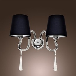 Applique da parete classica in cristallo, cromo, 2 lampadine E26/E27