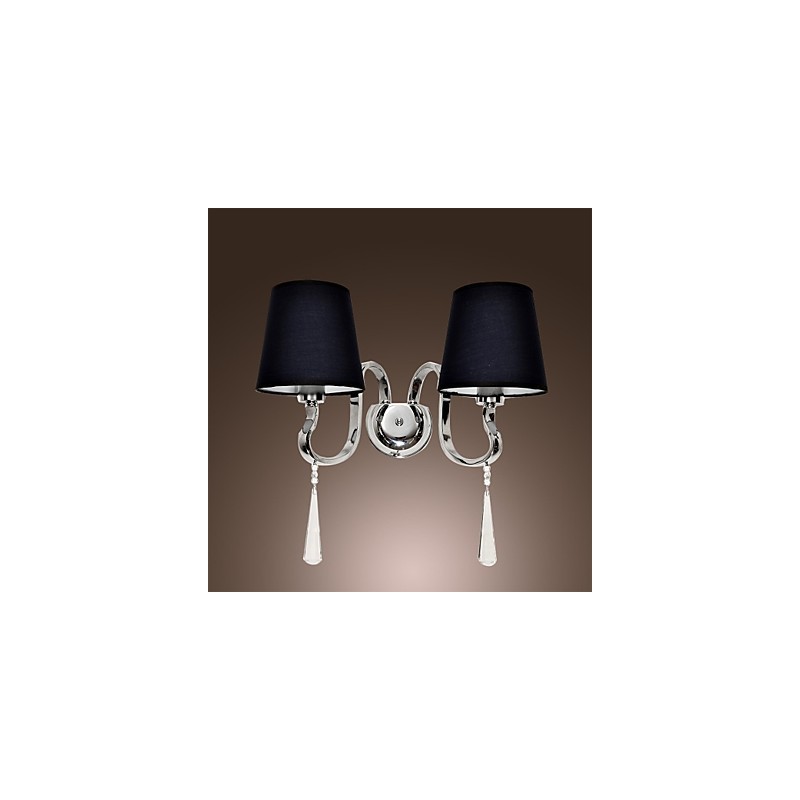 Applique da parete classica in cristallo, cromo, 2 lampadine E26/E27