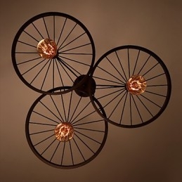 Lampadario retrò industriale americano in ferro battuto multicolore 56 cm