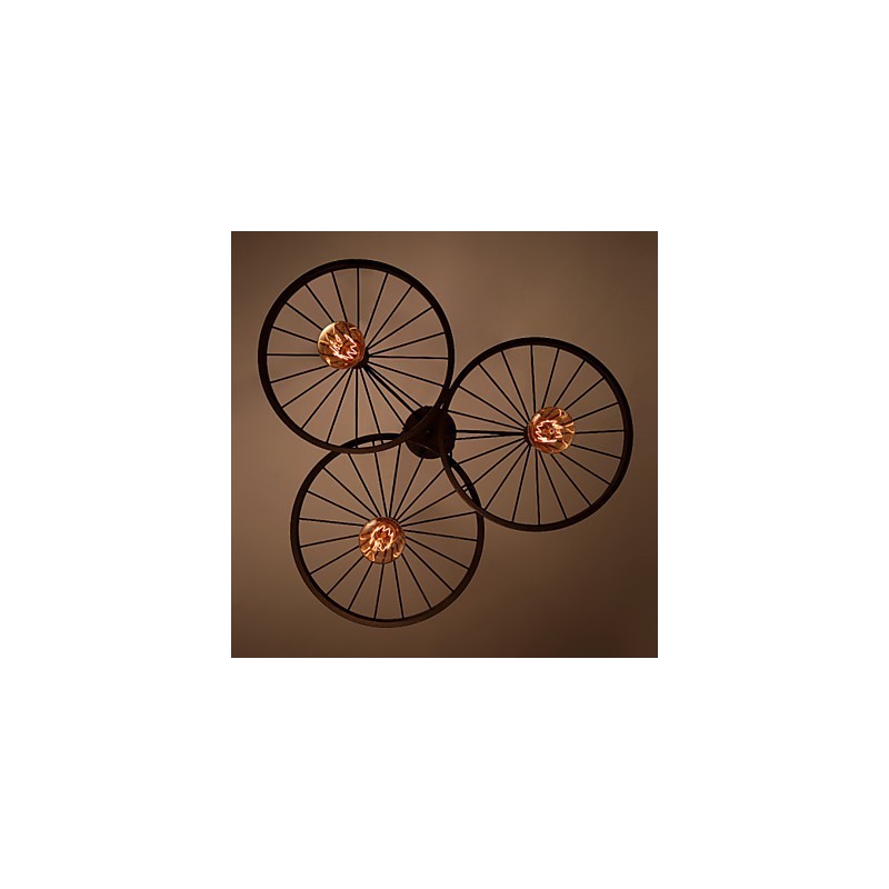 Lampadario retrò industriale americano in ferro battuto multicolore 56 cm