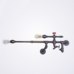 Applique da parete industriale vintage in ottone antico con schermo trasparente FJ DB2 014A0