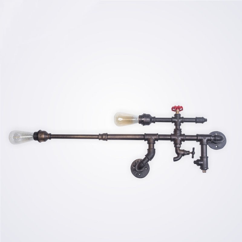 Applique da parete industriale vintage in ottone antico con schermo trasparente FJ DB2 014A0