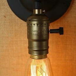 Applique da parete Edison retrò minimalista nera con lampadina inclusa E26/E27 40 W