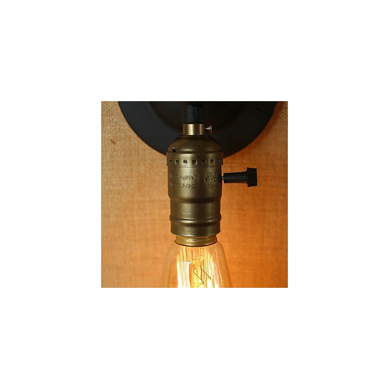 Applique da parete Edison retrò minimalista nera con lampadina inclusa E26/E27 40 W