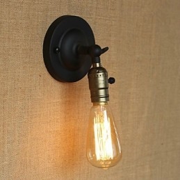 Applique da parete Edison retrò minimalista nera con lampadina inclusa E26/E27 40 W