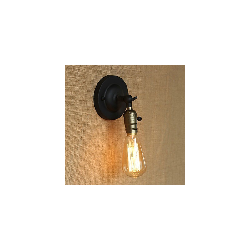 Applique da parete Edison retrò minimalista nera con lampadina inclusa E26/E27 40 W