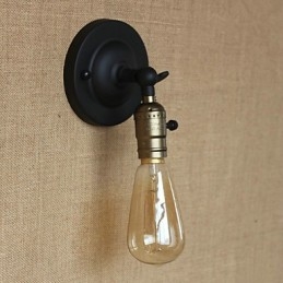 Applique da parete Edison retrò minimalista nera con lampadina inclusa E26/E27 40 W