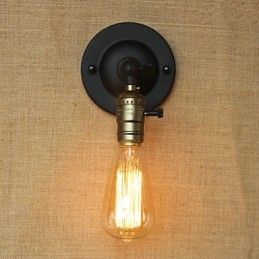 Applique da parete Edison retrò minimalista nera con lampadina inclusa E26/E27 40 W
