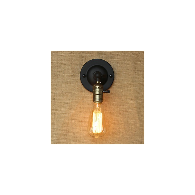 Applique da parete Edison retrò minimalista nera con lampadina inclusa E26/E27 40 W