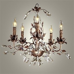Lampadario a filo in ottone antico stile candela con cristalli