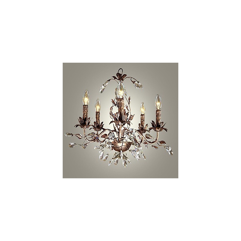 Lampadario a filo in ottone antico stile candela con cristalli