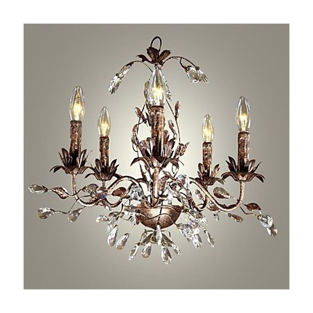 Lampadario a filo in ottone antico stile candela con cristalli