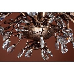 Lampadario a filo in ottone antico stile candela con cristalli